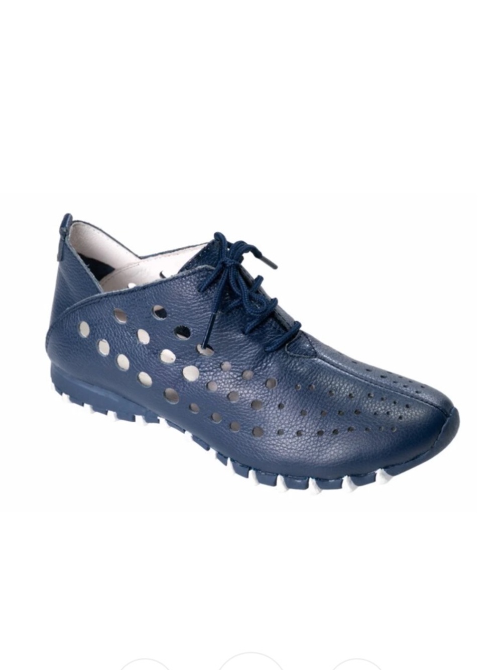 Litfoot Women's Oxford Navy Perforated LeatherLace Up Casual Flats 39/8 Blue